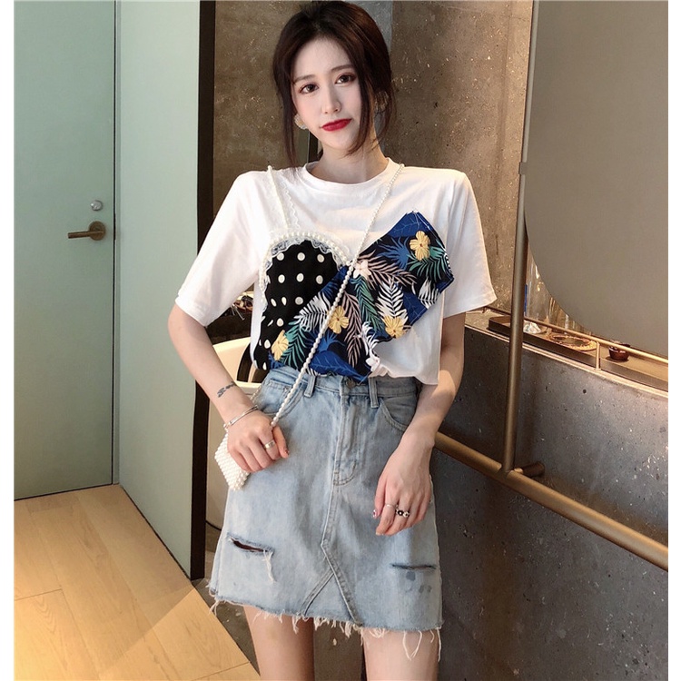 summer white t shirt for women cute t shirt minimalist t shirt korean