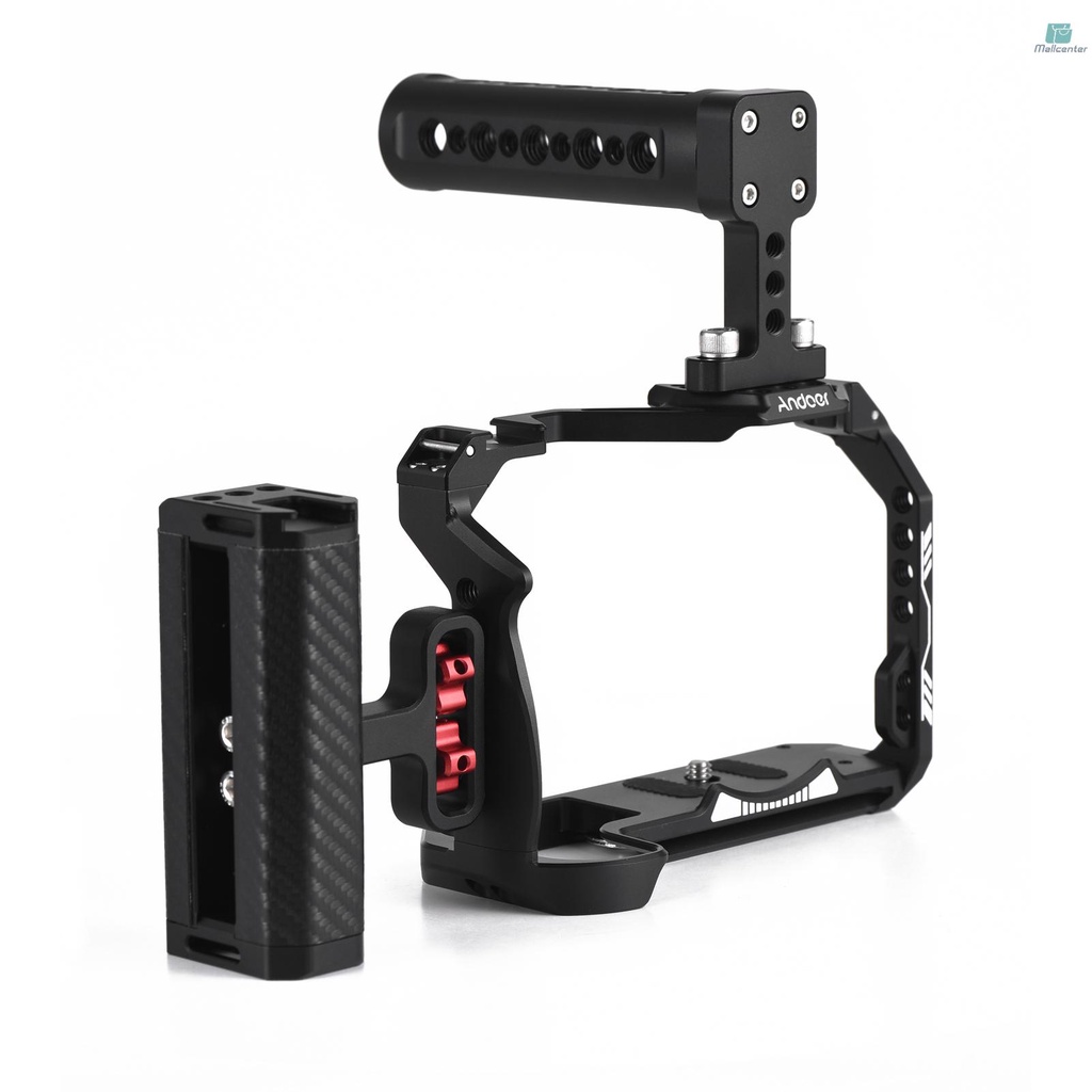 Andoer Camera Cage + Top Handle + Side Grip Kit Aluminum Alloy Video ...