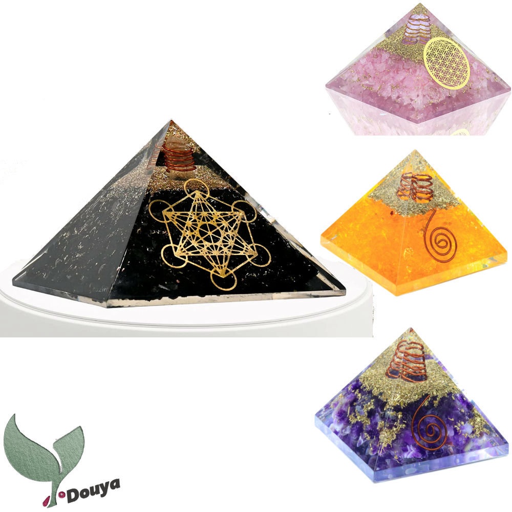 Amethyst/citrine/Black tourmaline/Rose quartz Orgone Pyramid | Metatron ...