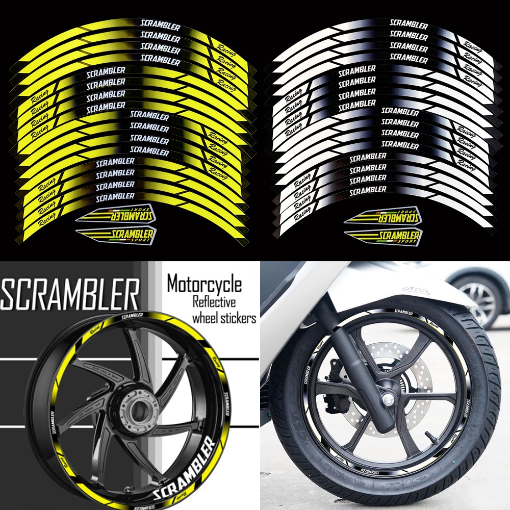 17in 18in Reflective Motorcycle Accessories Wheel Sticker Hub Decal Rim ...