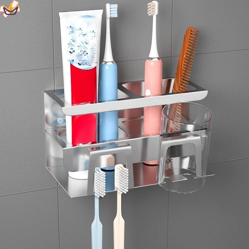 Wall Toothbrush Holder Stainless Steel No Drilling Electric Replacement