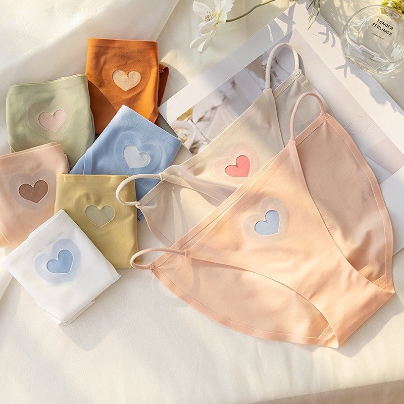 Take Talk Women's Seamless Panties Cotton Crotch Girl Love Ice Silk