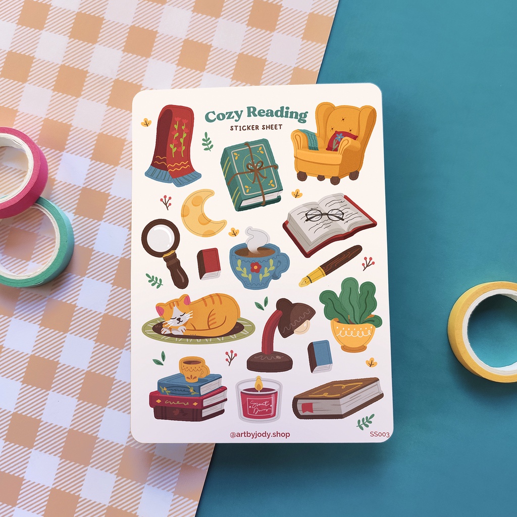 Cozy Reading Planner and Journal Sticker Sheet, Books, Bookworm ...
