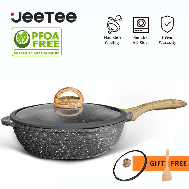 JEETEE Non Stick Pan 20/24/28/32cm Deep Frying Pan Kawali wok pan