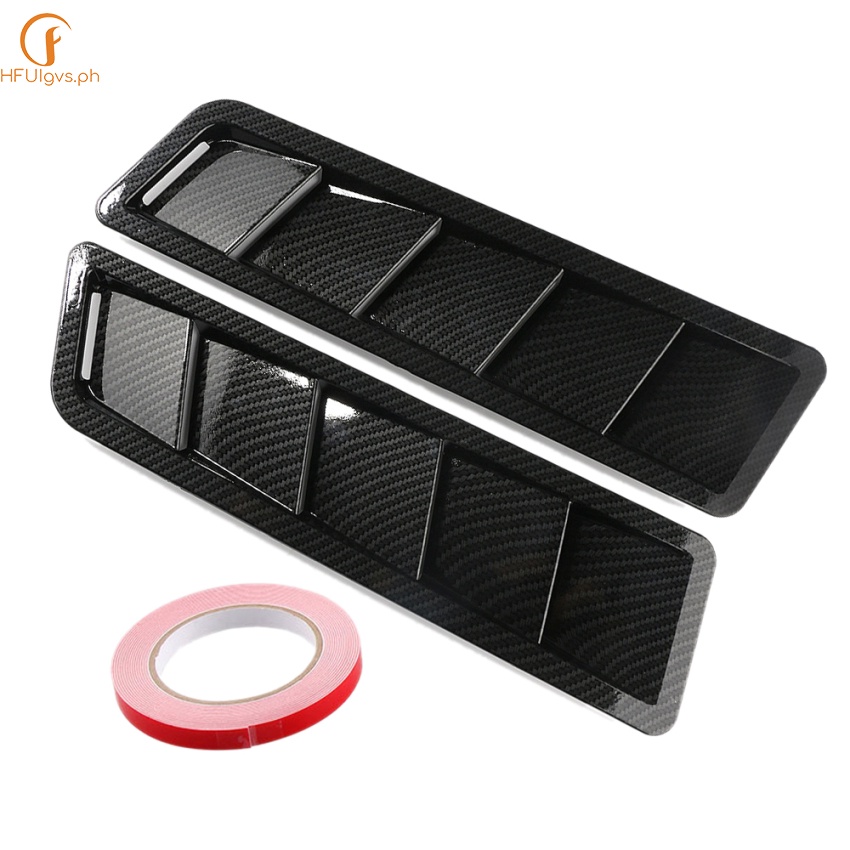 2pcs Universal Carbon Fiber Style Hood Vents For For Mustang Air Flow Intake Hood Self Adhesive