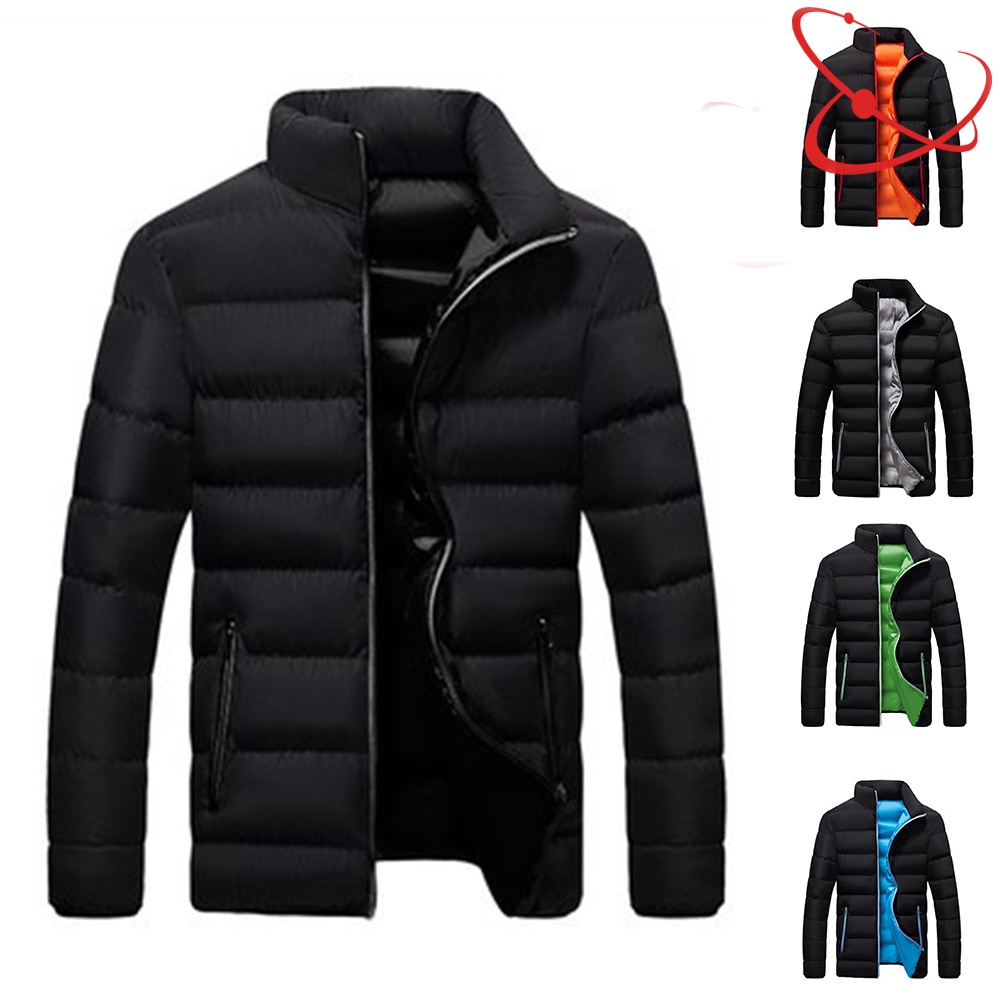 Men's Fiber Down Padded Men's Winter Thicken Thermal Puffer Jacket Coat ...