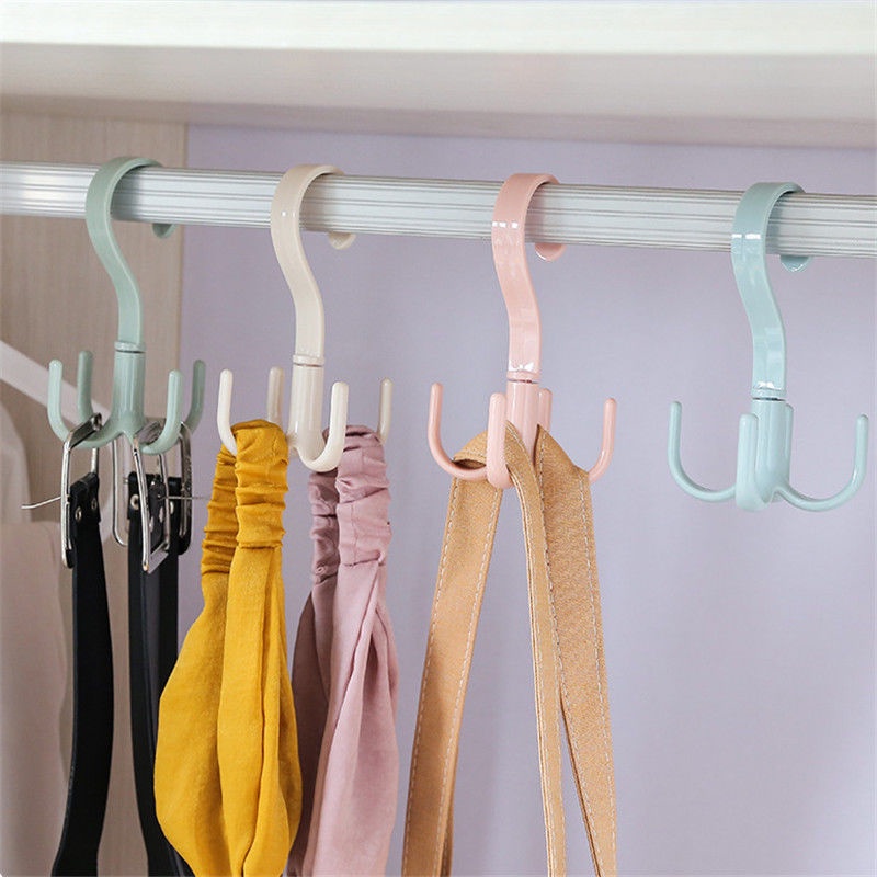 Creative 4-Claw Rotate Hook Belt Tie Bag Scarf Closet Organizer Holder ...