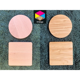 10Pcs Unfinished Wood Coasters, Blank Wooden Coasters with Non-Slip Mat,  Round Coasters Wood Kit for