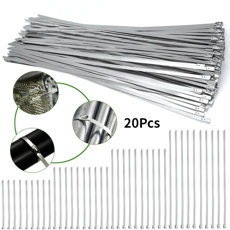 20 Pcs Stainless Steel Metal Cable Ties/Multifunctional ZipExhaust Locking Cable Tie 150
