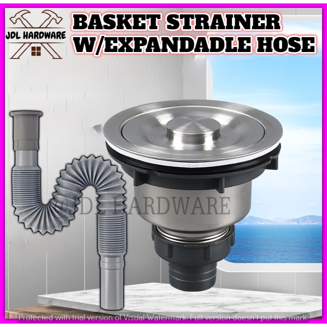 1304 4&1/2 STAINLESS BASKET STRAINER Sink Drain Waste Strainer and
