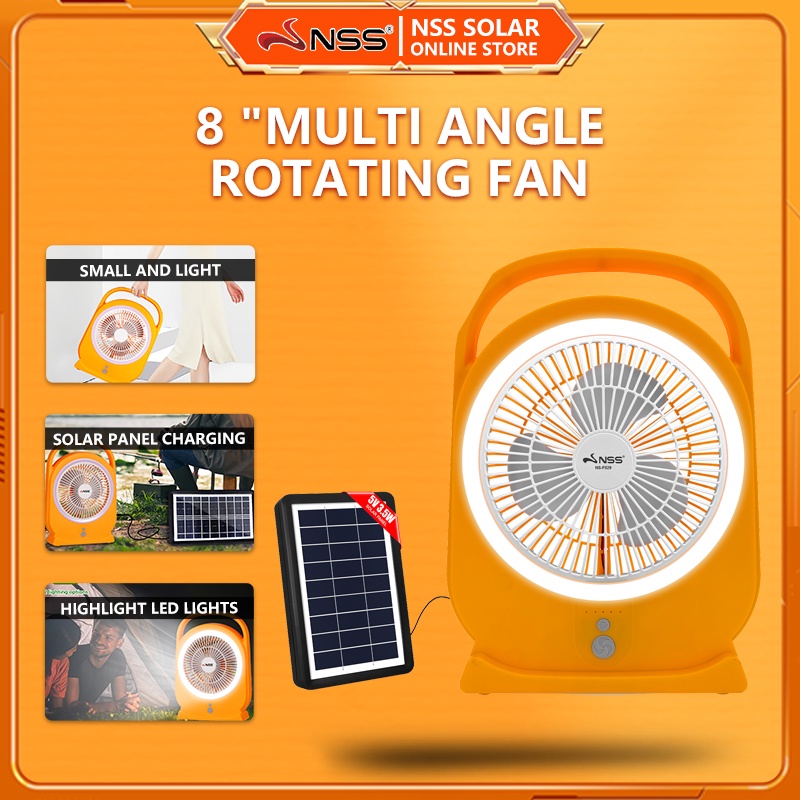 NSS Solar Fan 8 Inch Rechargeable DC Cooling Desktop Fan Solar Fan with ...