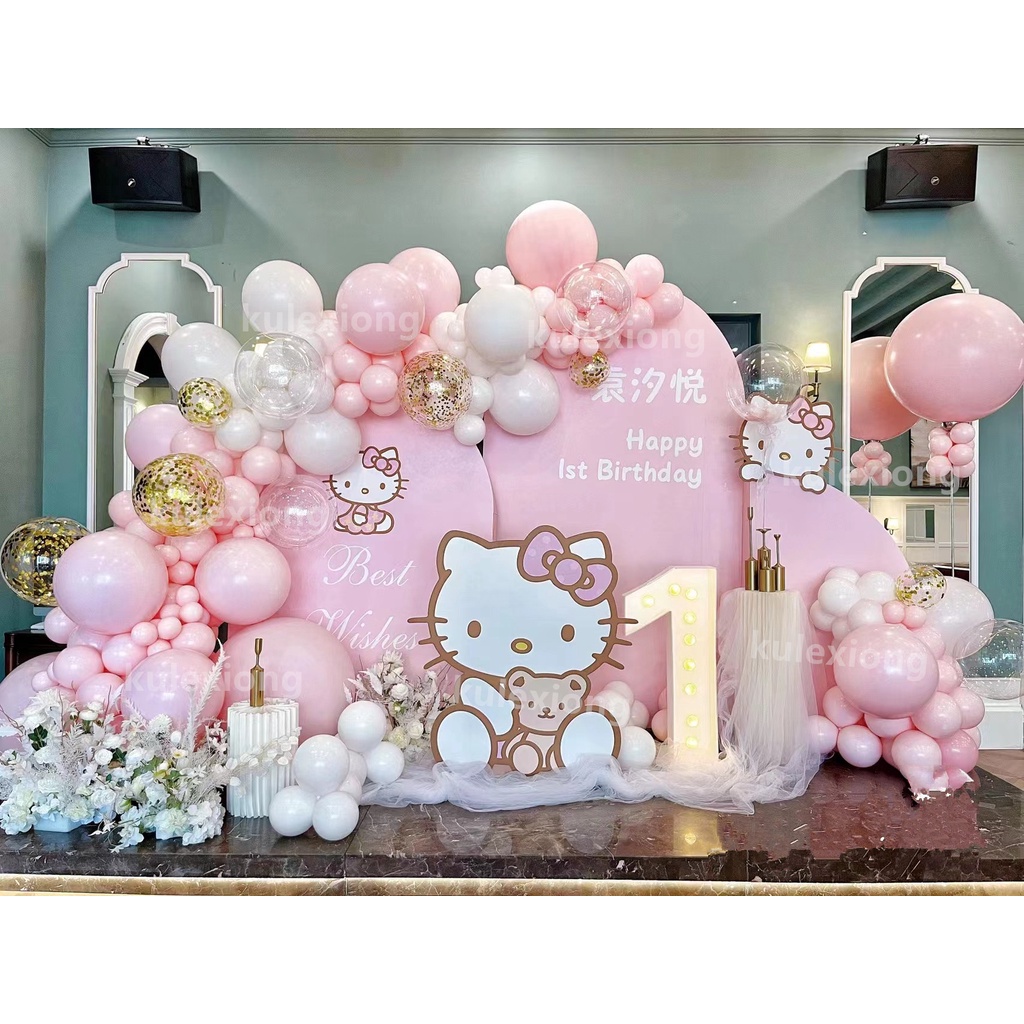 1 Set Hello Kitty Theme Birthday Party Decoration Kawaii Sanrio Cartoon ...