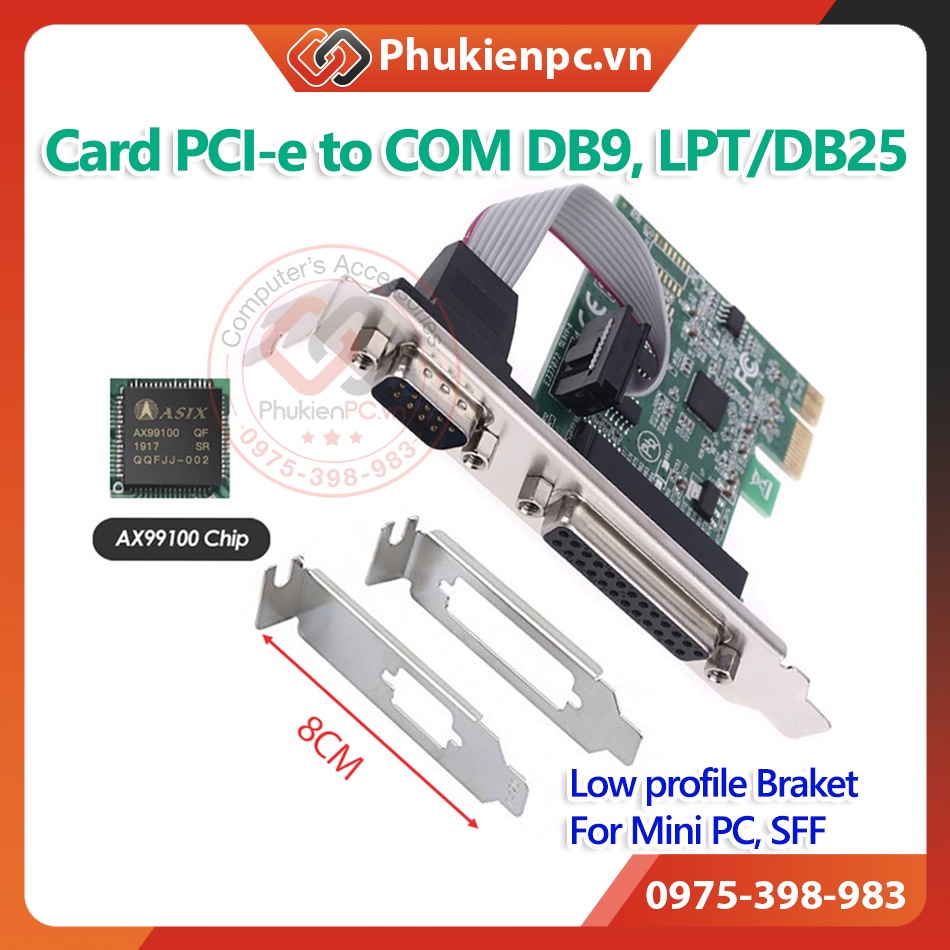 Short pin 1X PCIe expansion Card to LPT RS232 for PC, computer ...