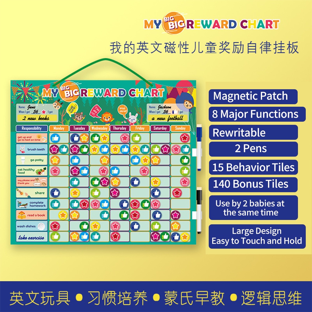 Kids Behavior Responsibility Reward Chart Magnetic Reward Sticker ...