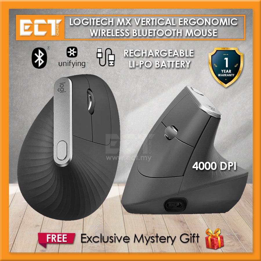 Logitech MX Vertical Ergonomic Rechargeable Wireless Bluetooth laser ...