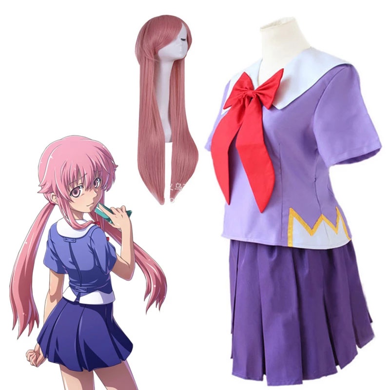 Hot Anime Future Diary Cosplay Costume Mirai Nikki Yuno Gasai School ...