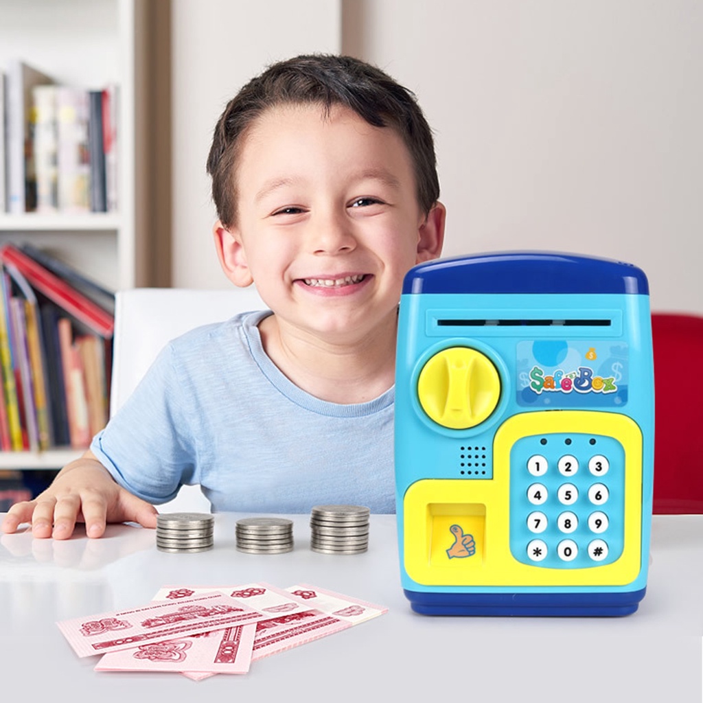 YZSCartoon ATM Password Piggy Bank Smart Fingerprint Safe Storage Tank Kids Toy Shopee