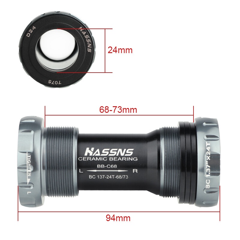 HASSNS Bicycle Bearing Bottom 22 24MM BB SET Sealed Ceramic Bearing ...