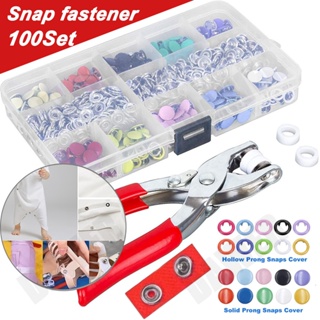 50 Sets 9.5Mm Snap Buttons, Metal Ring Snaps, Snap Fasteners Kit, Hollow  Prong B