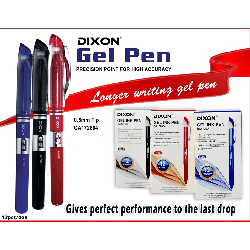 Dixon Ink Gel Pen (0.5 mm) (12pcs./box) Shopee Philippines