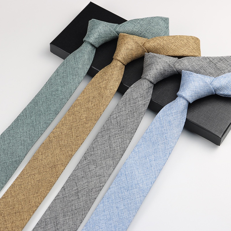 Men Slim Ties Simple Neckties Korean Campus Style Solid Color Polyester ...