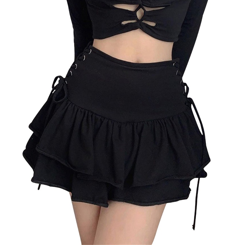 Time Women Gothic Punk Waist A-Line Mini Skirt Aesthetic Side ...