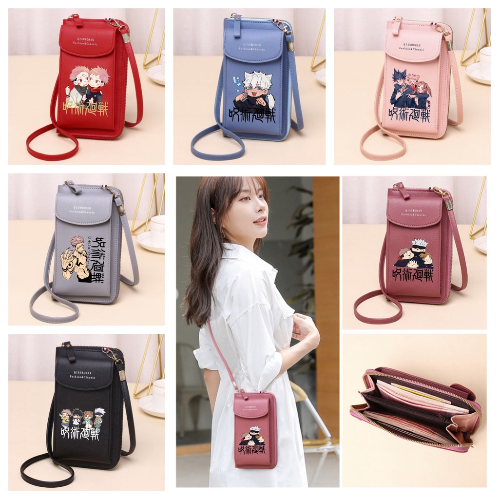 Anime Crossbody Bag Jujutsu Kaisen Long Wallet Sling Bag Student Mobile Phone Bag Shoulder Bag