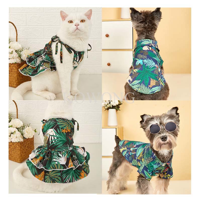 Dog Clothes Male Female Maxi Dress Summer Fashion Hawaiian Couple