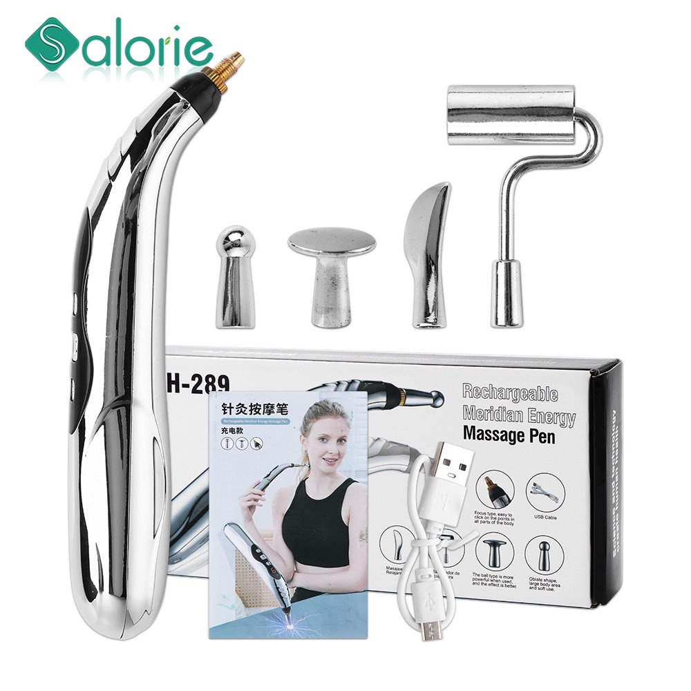 SALORIE 5 Head Electric Muscle Pain Point Massage Pen Laser Therapy Electronic Meridian Energy