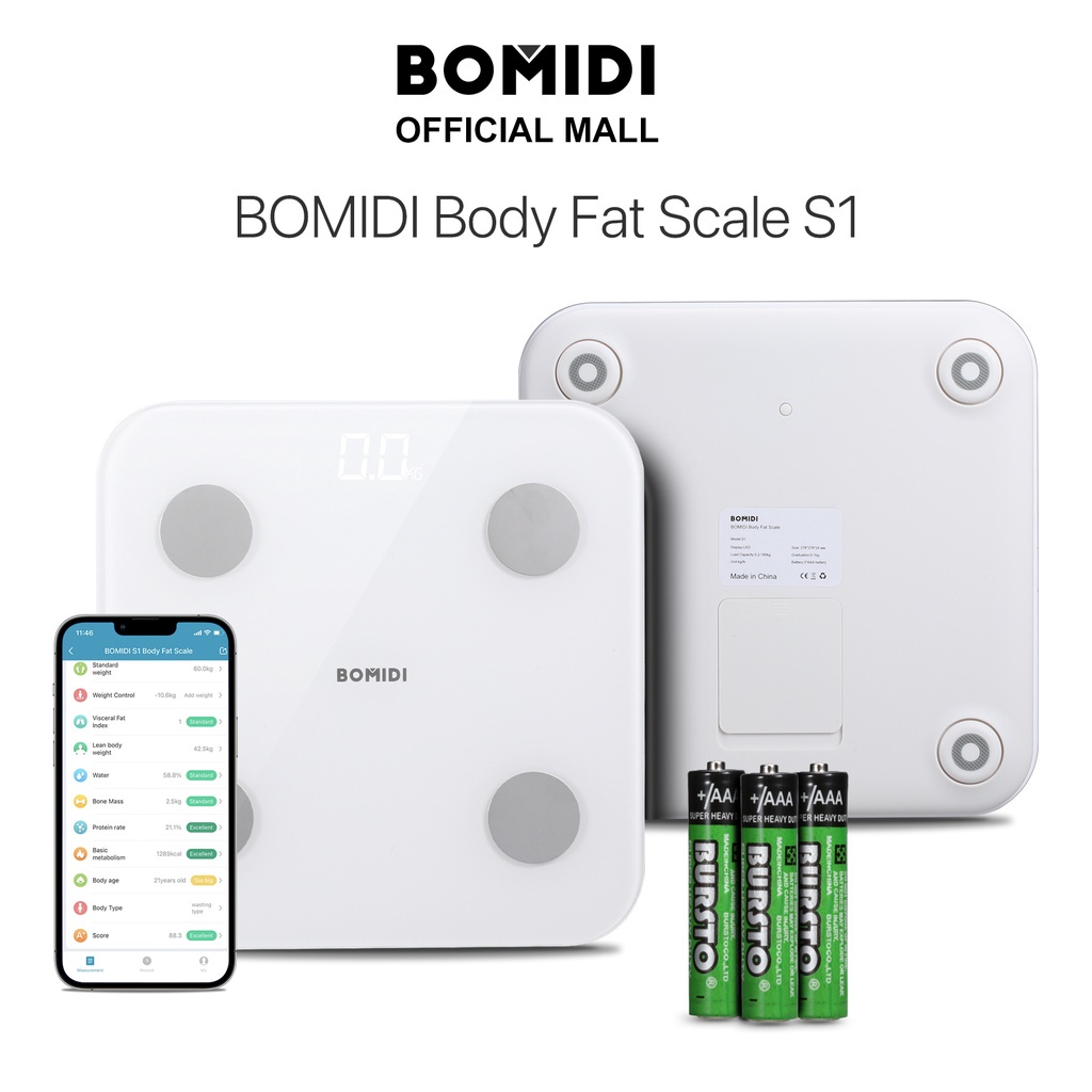 BOMIDI S1 Digital Weighing Scale Human Body Fat Scale Smart Weight