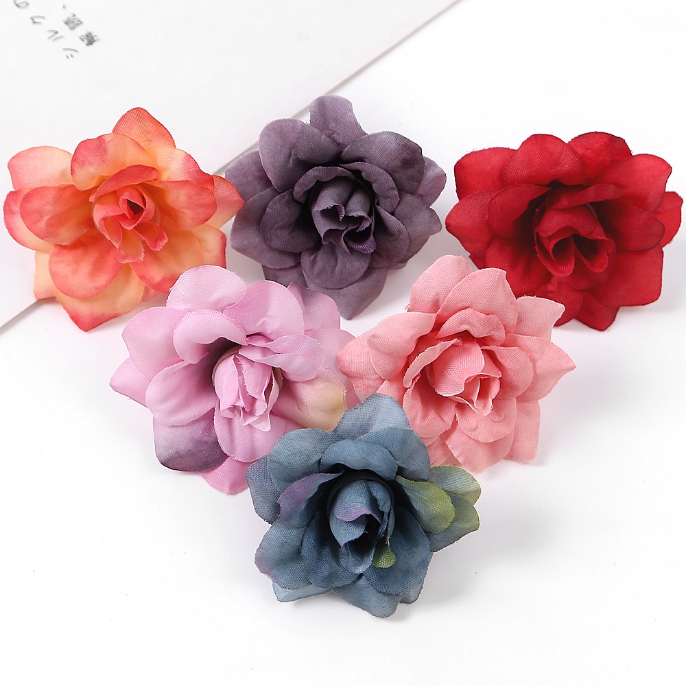 10PCs Rose Artificial Flower Head Silk Fake Flowers Wedding Party Home ...