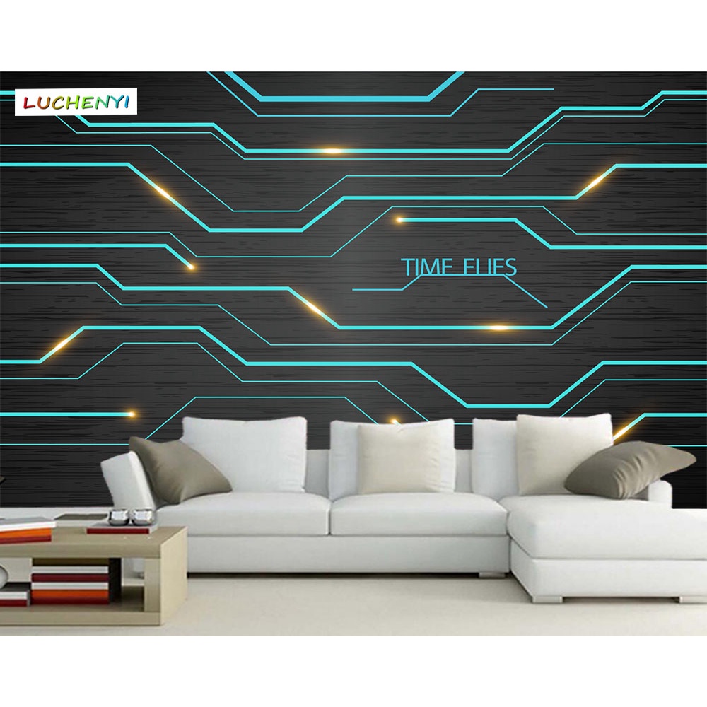 Custom modern diagram abstract Geometric Lines Circuit wallpaper mural ...