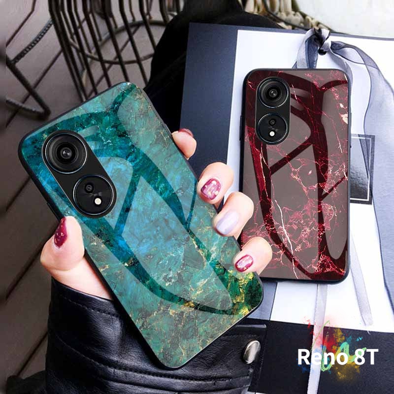 Casing For OPPO Reno 8T 4G 5G Phone Case Marble Texture Tempered
