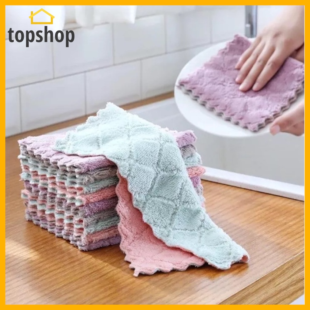 TOPSHOP Soft Towel Water Absorbent Washing Dish Plate Cloth Towel Rag ...