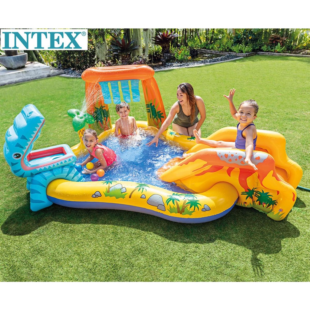 Intex Dinosaur Inflatable Play Center, 98in X 75in X 43in, for Ages 2