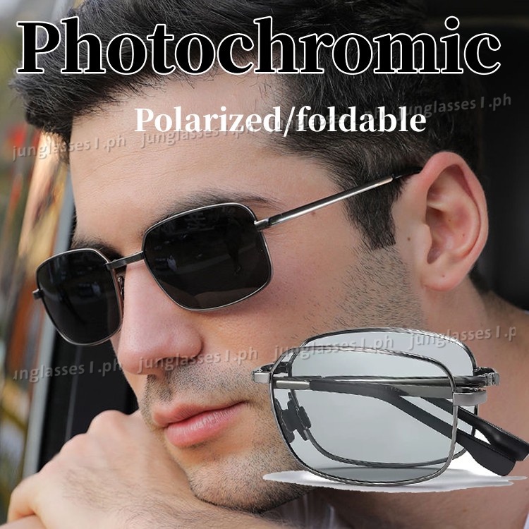 Foldable Photochromic Sunglasses Male Drive Outdoor Sport Polarized Light Sunshade Sun Glasses