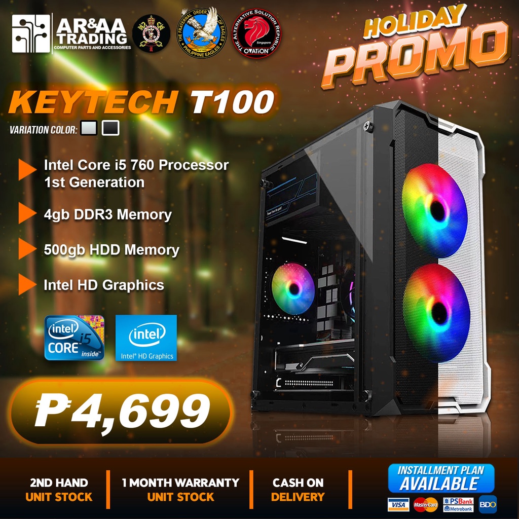 System Unit CPU Keytech T100-Intel Core i5 760 Processor- 4gb 500gb HDD ...