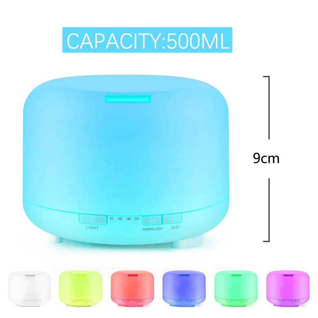 500ML 7 LED Humidifier with Essential oil Ultrasonic Aromatherapy ...
