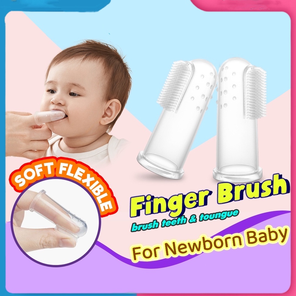 Baby Silicone Finger Toothbrush for Newborns Soft Rubber Gum Teeth Clean Toothbrush Shopee