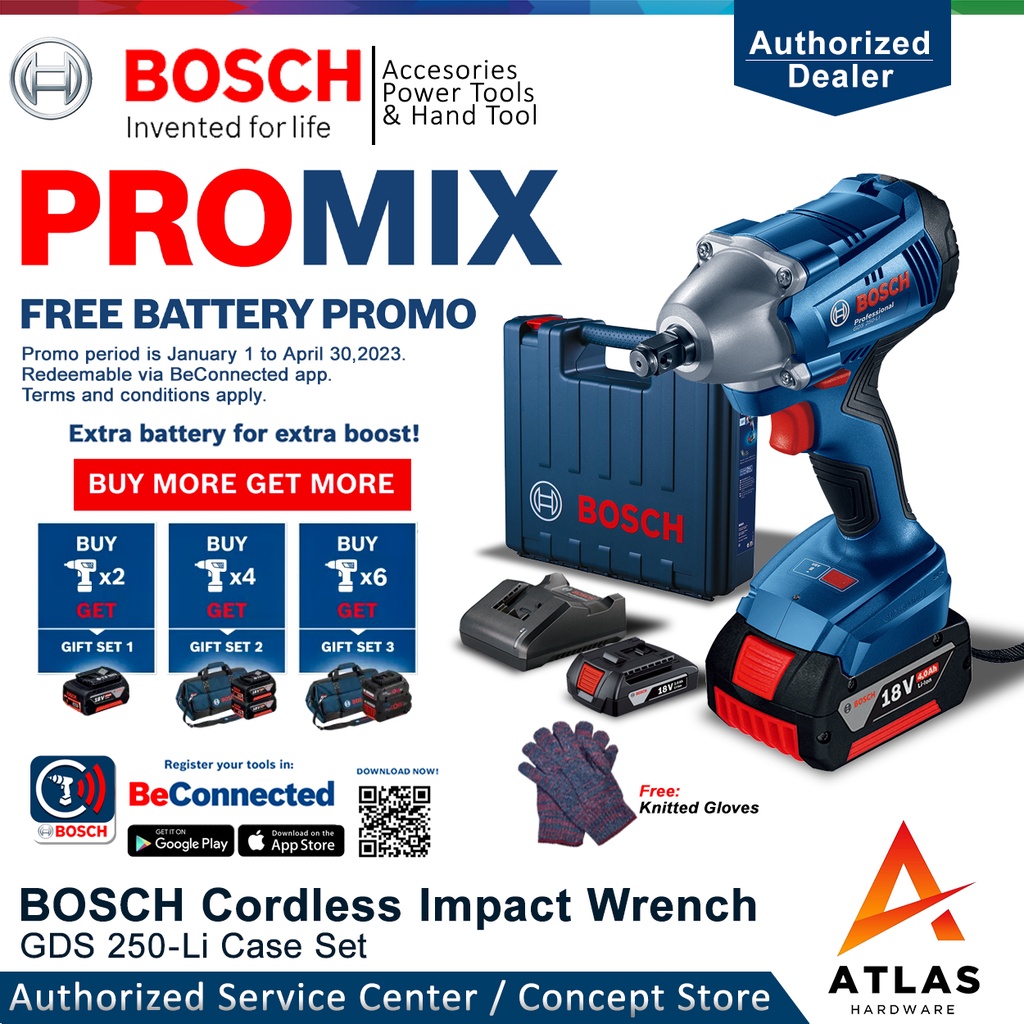 Bosch Gds 250 Li Cordless Impact Wrench Set Shopee Philippines