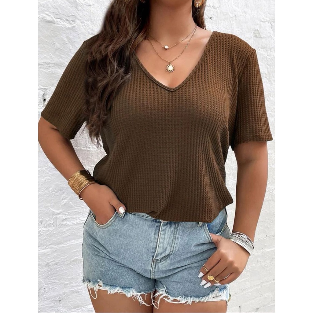 Angelcity Plus Size T Shirt For Women Oversized Tee V Neck Shopee