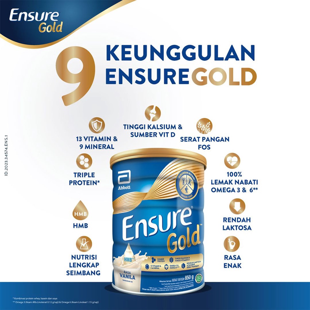 Ensure Gold 850gram Vanilla & Milk Chocolate Low Lactose Adult