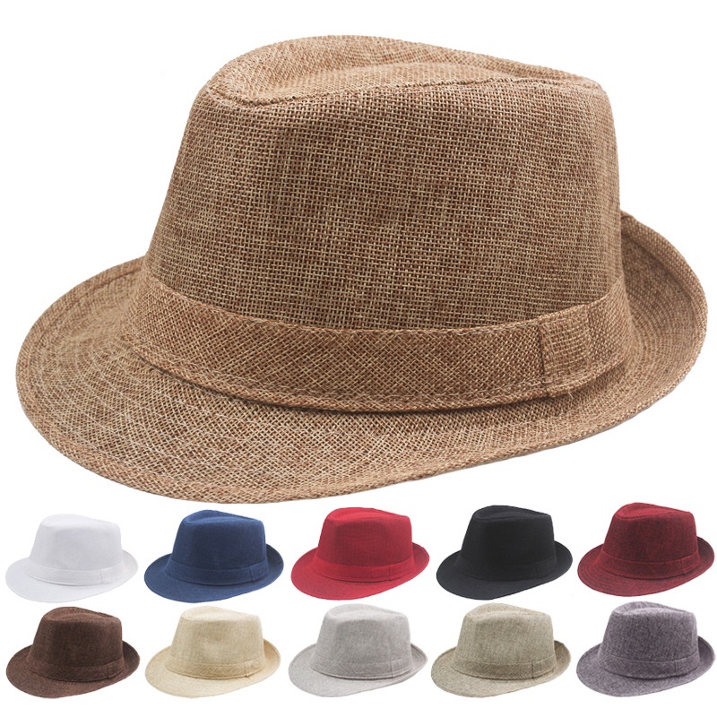 Top Jazz Hat Classic Sun Straw Adult Bowler Hats Men's Old Man Curling