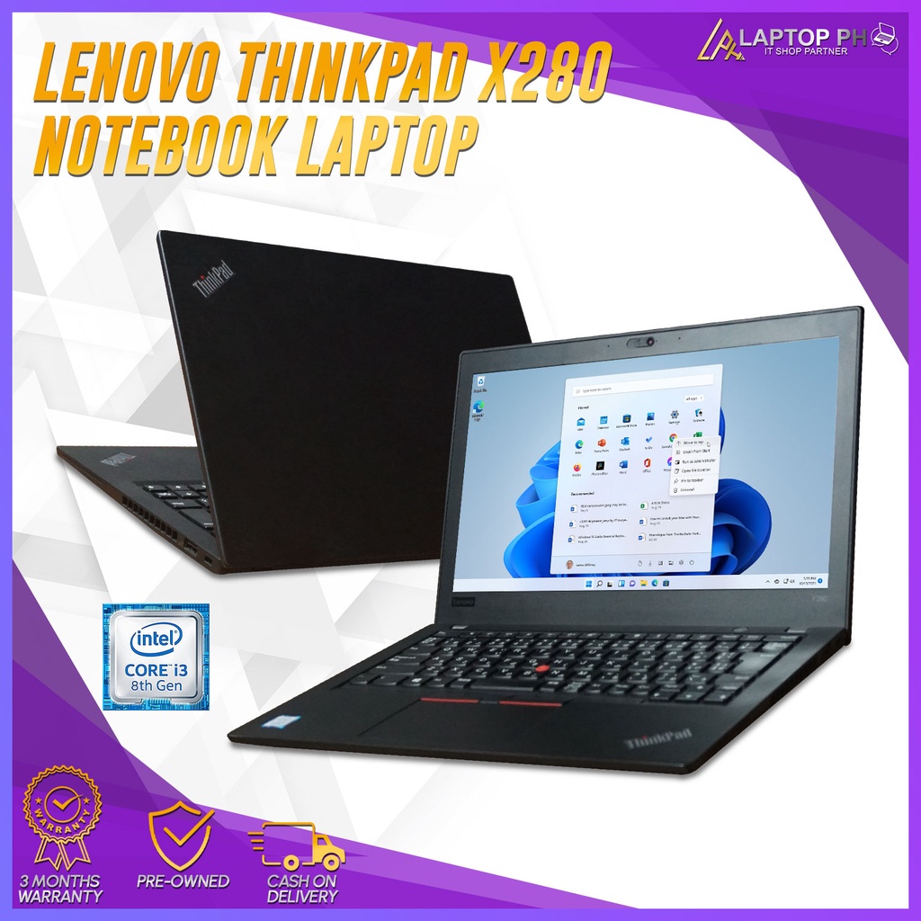 Lenovo ThinkPad X280 i3 8th gen 8GB RAM 256GB SSD Built-in Camera ...