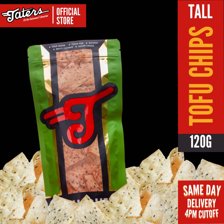 Taters Tofu Chips Tall Ziplock Bags Tofu Chips 120 grams Black Sesame