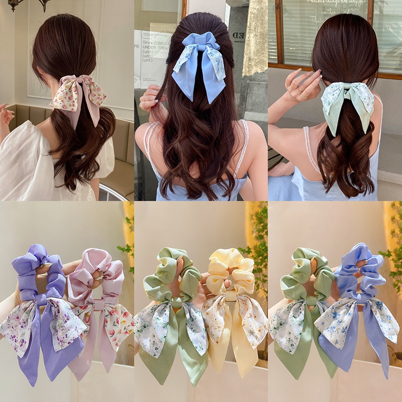 Fairy Floral Bow Knot Head Rope Hair Band Ponytail Hair Rope Hair Ring ...