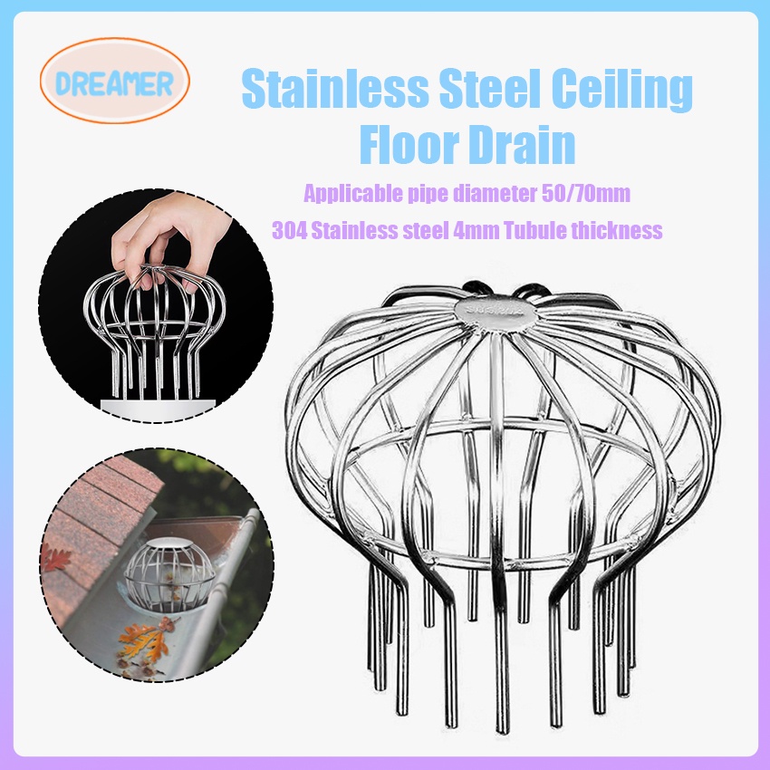 50/75mm 304 Stainless Steel Gutter Drain Cover Roof Gutter Strainer