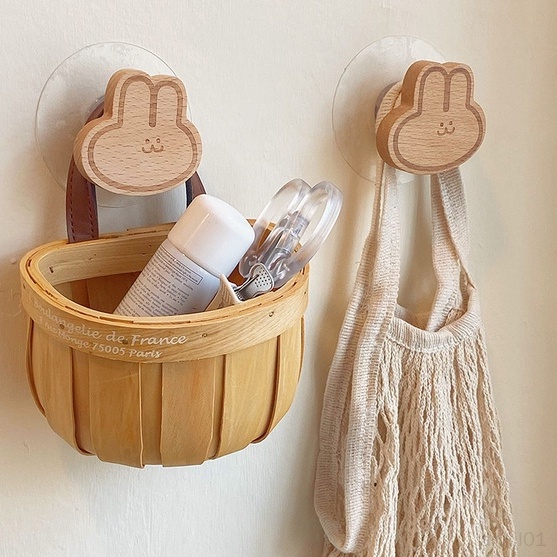 Cute Rabbit Shape Wall-mounted Hooks Door Back Wooden Coat Hangers ...