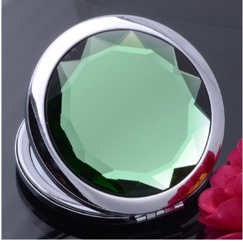 Stylish Round Double Sided Foldable Crystal Compact Mirror/Pocket ...