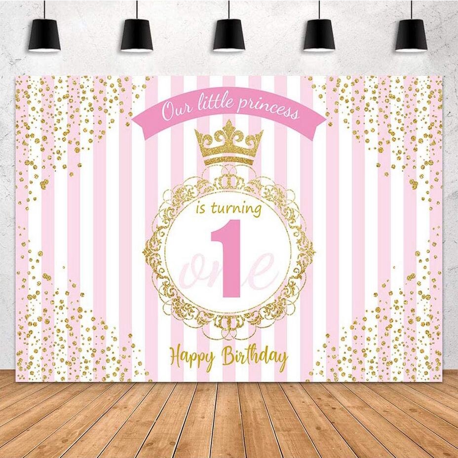 Little Princess 1st Birthday Party Decoration Backdrop Pink White ...